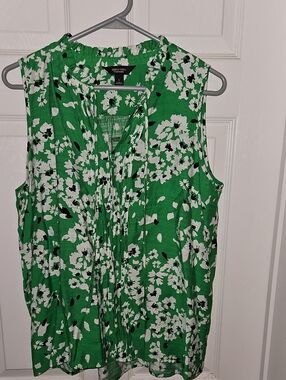 Simply Vera Green Floral Sleeveless Tie-Front Camisole